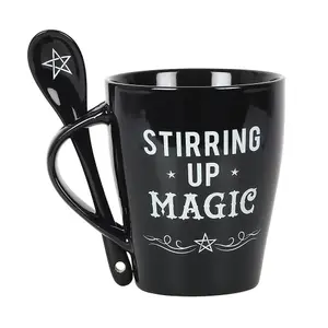 Something Different Stirring Up Magic Ceramic Mug Set Black/White (One Size)