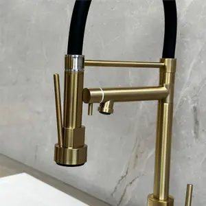 Liquida GD387BR Single Lever Multi Use Pull Out Brushed Brass Kitchen Mixer Tap