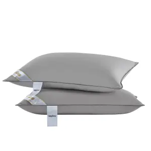 Grey Shredded Supersoft Goose Feather & Down Pillows x4