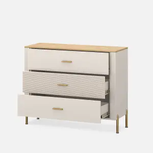 Ruben 3 Drawer Chest of Drawers - Cashmere / Stone Oak