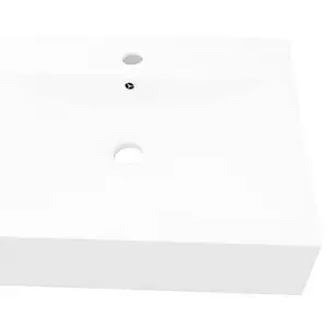 Ebern Designs Bralon 6000mm L x 4600mm W Ceramic Rectangular Sink with Overflow White