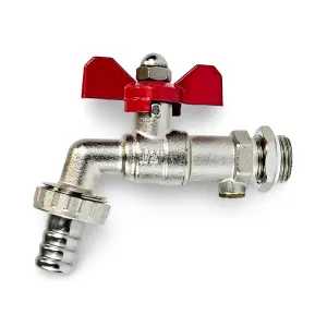 Warmer System 1/2 inch Butterfly Handle Garden Tap with Check Valve and Wallplate Elbow Fixture