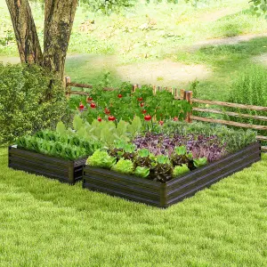 Costway Metal Raised Garden Bed Rectangular Elevated Flower Herbs Planter Box Open Base