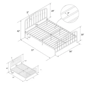 Holland Bed Frame Black / Double (4'6)