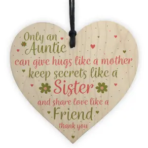 Red Ocean Special Auntie Sister Gift Handmade Wooden Heart Birthday Plaque Friendship Gift Best Friend Sign