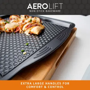 Prestige Aerolift Black Rectangular Steel Non-Stick Oven Tray Set Large Size 11 x 15" Twin Pack