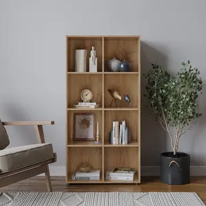 URBNLIVING 120cm Height Oak 8-Cube Shelving Unit - Tall