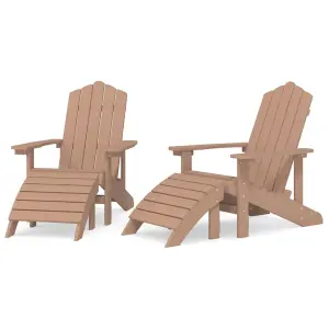 Berkfield Garden Adirondack Chairs 2 pcs with Footstools HDPE Brown