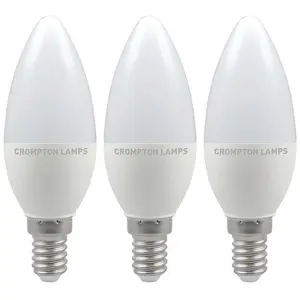 Crompton Lamps LED Candle 4.9W E14 Cool White Opal (40W Eqv) (3 Pack)