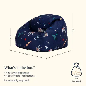 Veeva Kids Lost In Space Bean Bag Chair Navy Blue Childrens Bean Bags