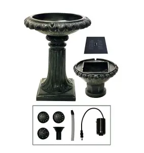 Primrose Victoriana Solar Bird Bath Outdoor Water Feature with Lights H79cm