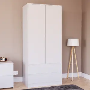 Vida Designs Denver 2 Door Wardrobe With Drawers, White (2)