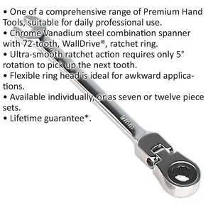 8mm Flexible Ratchet Combination Spanner with Chrome Vanadium - Ultimate Tool for Tight Spaces