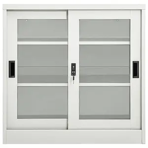 Berkfield Sliding Door Cabinet Light Grey 90x40x90 cm Steel