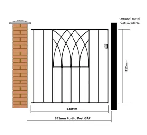 ABBI Metal Low Flat Top Garden Gate 991mm GAP x 812mm High ABZP33