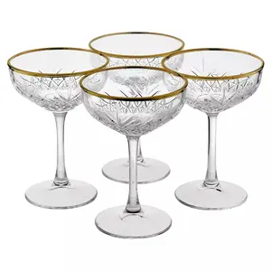 Queensway Home & Dining 255ml 4 Pcs Champagne Glasses Stemmed Tall Cocktail Glassware Set