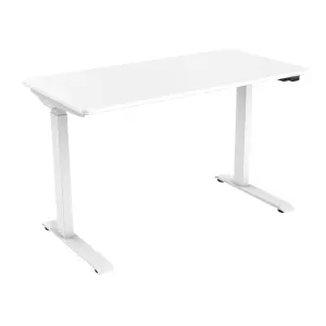 Dellonda White Electric Adjustable Office Standing Desk, Quiet & Fast 1200x600mm