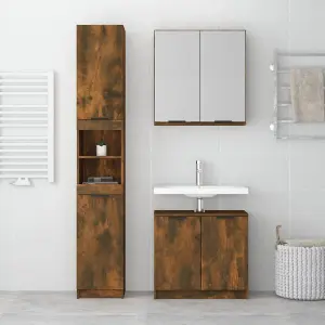 Berkfield 3 Piece Bathroom Cabinet Set Smoked Oak Engineered Wood