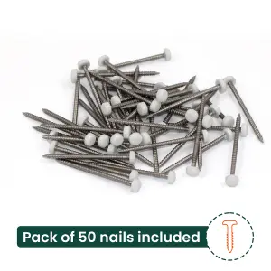 50pk UPVC Panel Pins 40mm Poly Top Pins Nails Plastic Headed Fascia Fixings Roofing Nails White