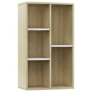 Berkfield Book Cabinet/Sideboard White and Sonoma Oak 50x25x80 cm Engineered Wood