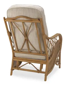 Desser Oslo Light Oak Natural Rattan Conservatory Armchair Real Cane Indoor Chair with UK Sewn Cushion in Jasper Fabric