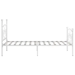 Berkfield Bed Frame with Slatted Base White Metal 100x200 cm