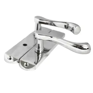 Cadenza Door Handles on Backplate Chrome Scroll Bathroom Lock Set