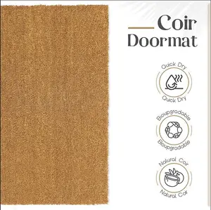 Heavy Duty Natural Coconut COIR Foyer Lobby Reception Entrance Door Mat Matting - Perfect for Indoor and Outdoor - 1mx2m