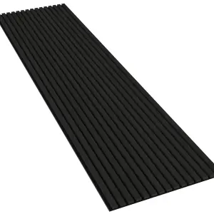 Black acoustic slat wood wall panel