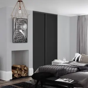 Spacepro Sliding Wardrobes Full length Matt Black frame Single panel door, (H) 2220mm x (W) 914mm