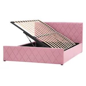 Velvet EU Double Size Ottoman Bed Pink ROCHEFORT