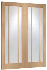 Internal Worcester Pair Oak Clear Flat Glass Door 1981 x 1524 x 40mm (60")