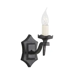 Elstead Rectory 1 Light Indoor Candle Wall Light Black, E14