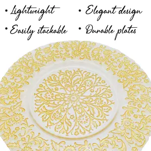 Neel Blue Charger Plates for Table Decoration - Royal Gold Design - Pack of 6