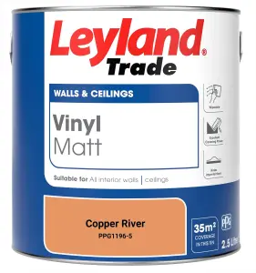 Leyland Trade Vinyl Matt Walls & Ceilings Emulsion Paint Copper River (PPG1196-5) 2.5L