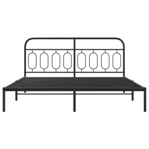 Berkfield Metal Bed Frame without Mattress with Headboard Black 193x203cm