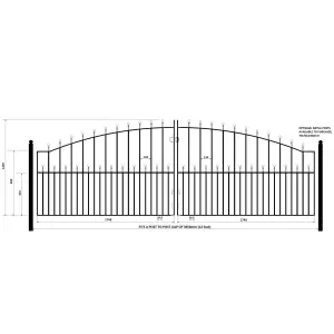 MANA Ball Top Arched Metal Driveway Gate 3658mm GAP x 1220mm High MAZP25