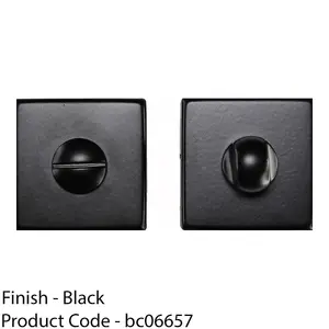 Square Rose Thumbturn & Release Lock - Matt Black - Bathroom Door WC