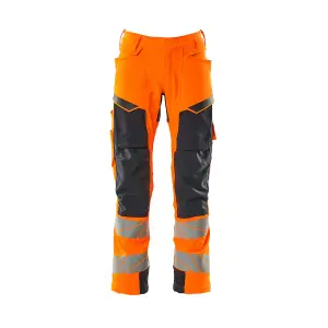 Mascot Accelerate Safe Trousers with Kneepad Pockets - Hi-Vis Orange/Dark Navy   (28.5) (Leg Length - Regular)