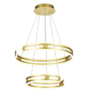 Luminosa Modern LED Hanging Pendant Golden, Warm White 3000K 5180lm Dimmable