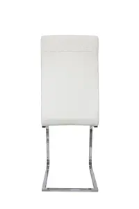 Pair of Cantilever Faux Leather Dining Chairs in Pure White