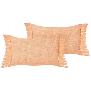 Set of 2 Cushions TANSY Cotton 40 x 60 cm Solid Orange