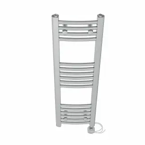 Right Radiators Prefilled Thermostatic Electric Heated Towel Rail Curved Ladder Warmer Rads - Chrome 1000x300 mm