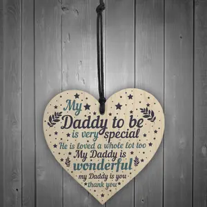 Red Ocean Fathers Day New Daddy Dad To Be Gift Baby Shower Pregnancy Gift Handmade Wooden Heart Keepsake