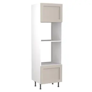 Kitchen Kit Oven & Microwave Tall Housing Unit 600mm w/ Shaker Cabinet Door - Ultra Matt Light Grey