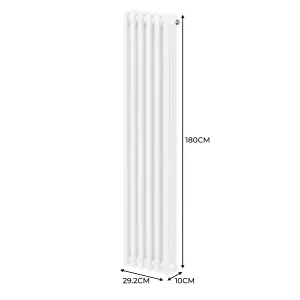 Traditional 3 Column Radiator - 1800 x 292 mm - White