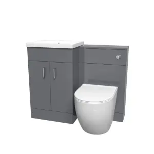 Nes Home 1000mm Freestanding Light Grey Basin Vanity & Back To Wall Toilet