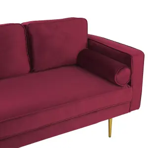 Right Hand Velvet Chaise Lounge Dark Red MIRAMAS