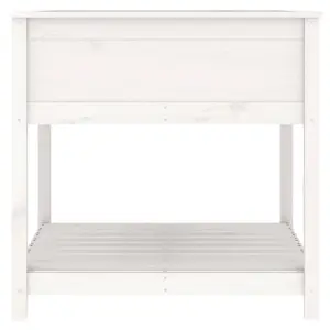 Berkfield Planter with Shelf White 82.5x82.5x81 cm Solid Wood Pine