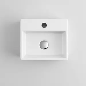 BELOFAY Modern White Square Ceramic Small Sink, Countertop Basin Or Wall Hung Sink with TAP, Bottle Trap & Pop-up Waste